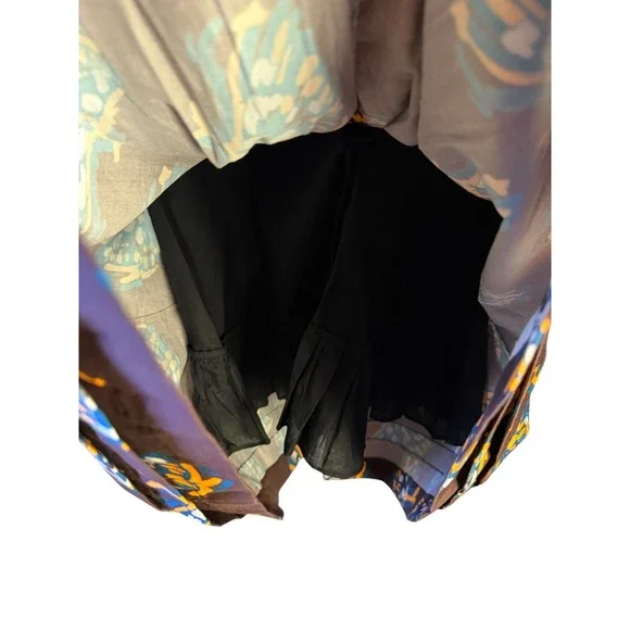 Atelier 1756 Brown Orange Butterfly Smocked Cutout Mini Cotton Dress XL NWT - Picture 10 of 13